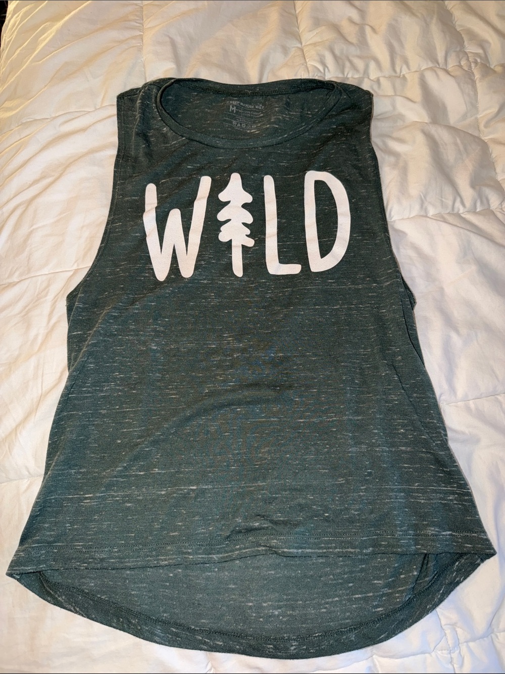 WILD Graphic Muscle Tank Top - Dark Green